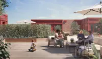 Illustrasjon av takterrasse på Heggedal Hage