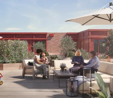Illustrasjon av takterrasse på Heggedal Hage