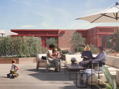 Illustrasjon av takterrasse på Heggedal Hage