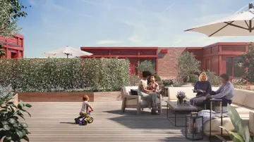 Illustrasjon av takterrasse på Heggedal Hage