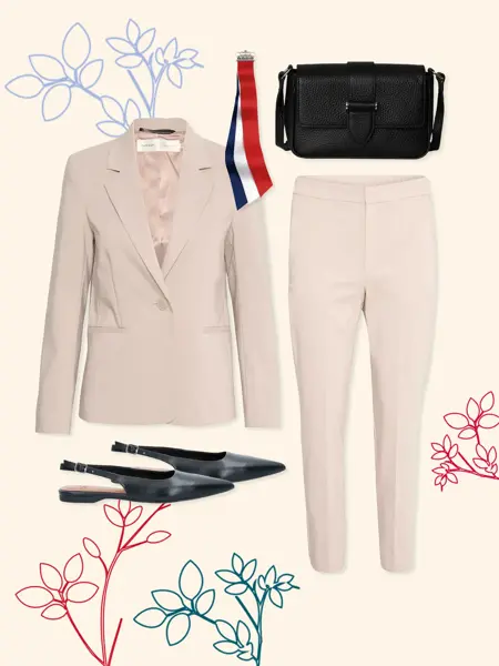 Kollasj med antrekk til dame.