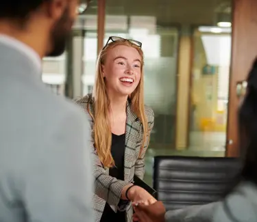 young graduate keen to impress at her first interview