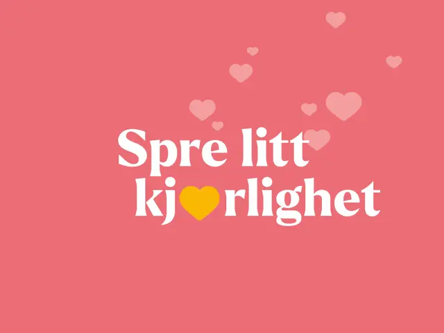 Grafisk bilde med teksten "Spre litt kjærlighet" og hjerter