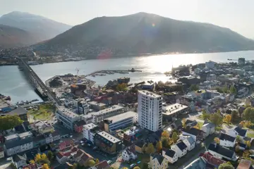 Bildet viser et oversiktsbilde av boligprosjektet Solseilet i Tromsø.