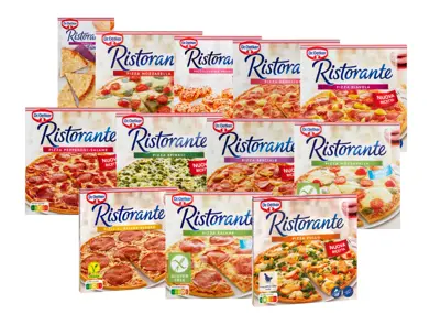 Utvalg av Dr. Oetker Ristorante pizzaer