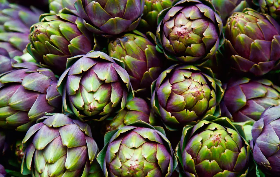 Flere artisjokker ovenfra