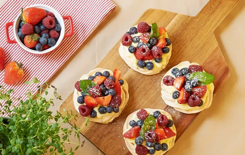 Pavlova-kaker på en skjærefjøl