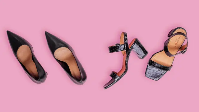 Sko på gul bakgrunn