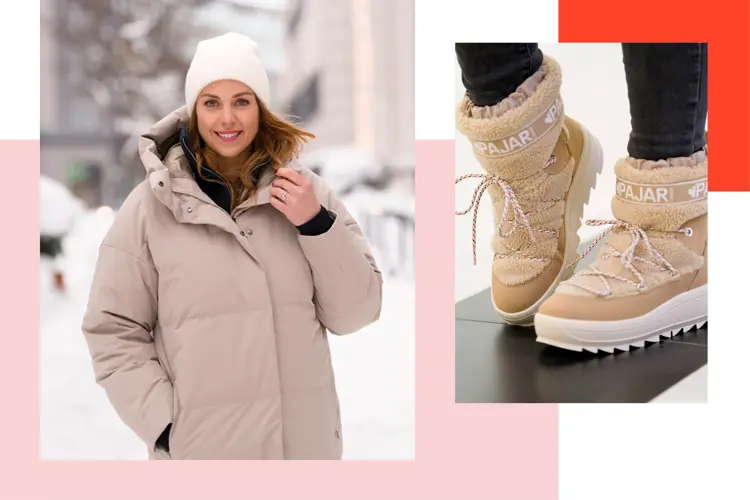 Varm fra topp til tå! Dette er  skoen du kommer til å elske  i vinter. Myk støvlett med  komfortsone helt ned til 30  minusgrader. Butikk:  Høyer, lue FWSS før 999,-  jakke Scandinavian edition  før 6.999,- begge på 30%  på januarsalget // Skoringen, Pajar korte  damestøvletter, 2.199,- 