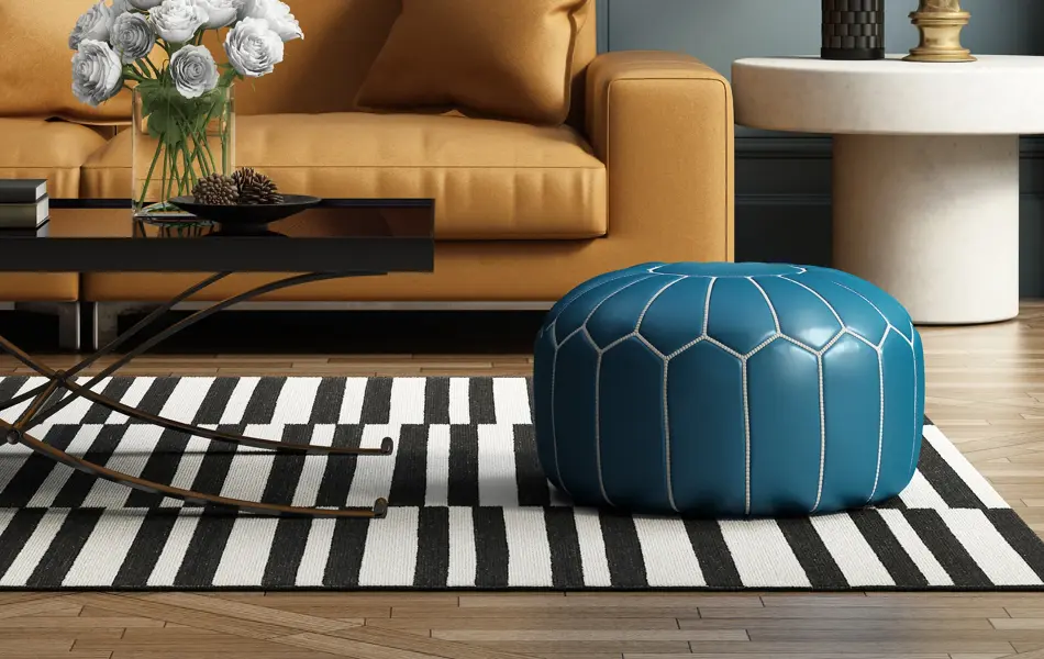 3d rendering of a contemporary luxury living room with leather sofa