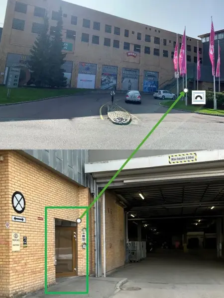 Servicebygget gateinngang