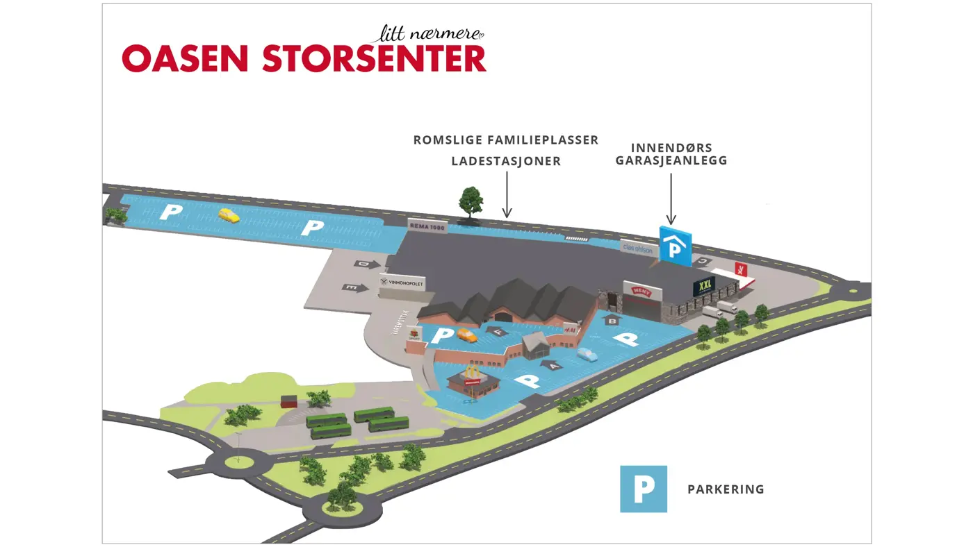 Parkeringskart over Oasen Storsenter