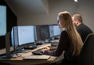 Portrettbilde/situasjonsbilde av mennesker i en arbeidssituasjon 