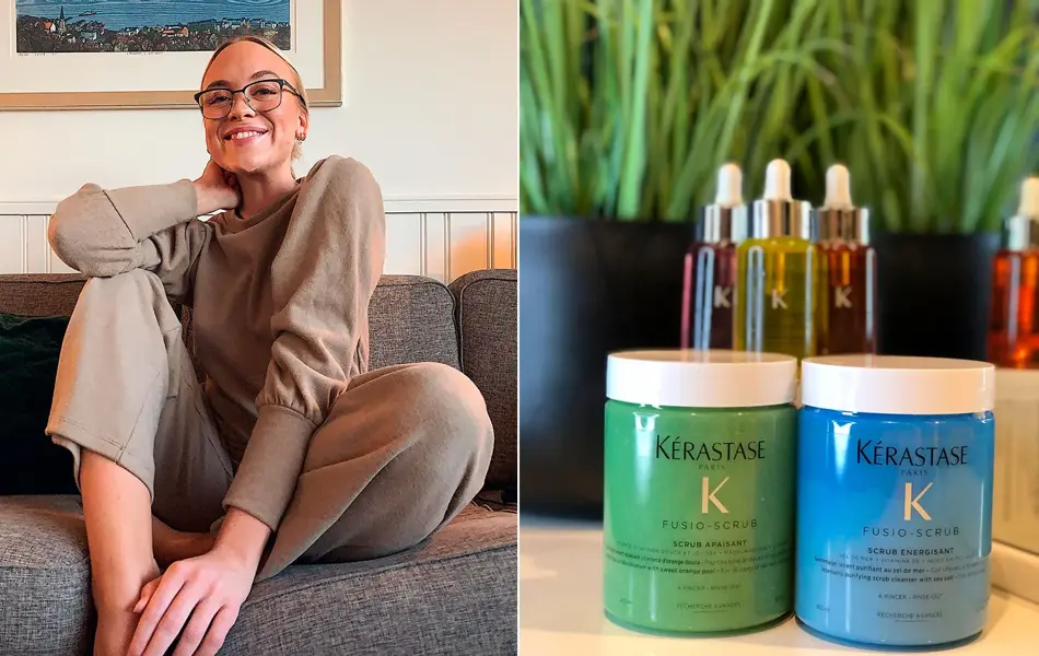 ansatt hos vero moda viser frem behagelige klær og badesalt fra 2 søstre