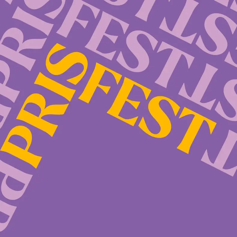 Grafisk lilla bilde med teksten "Prisfest"