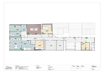 Plantegning av 3. etasje i kontorlokalet, Svensgården, på Bryggen i Bergen.