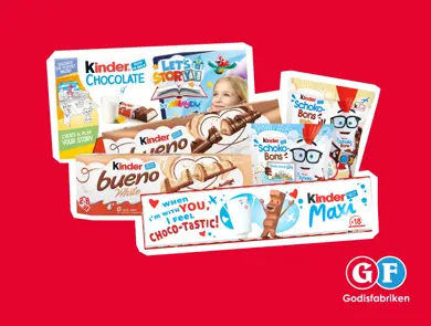 Flere forskjellige sjokolader fra Kinder.