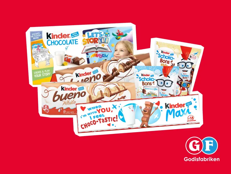 Flere forskjellige sjokolader fra Kinder.