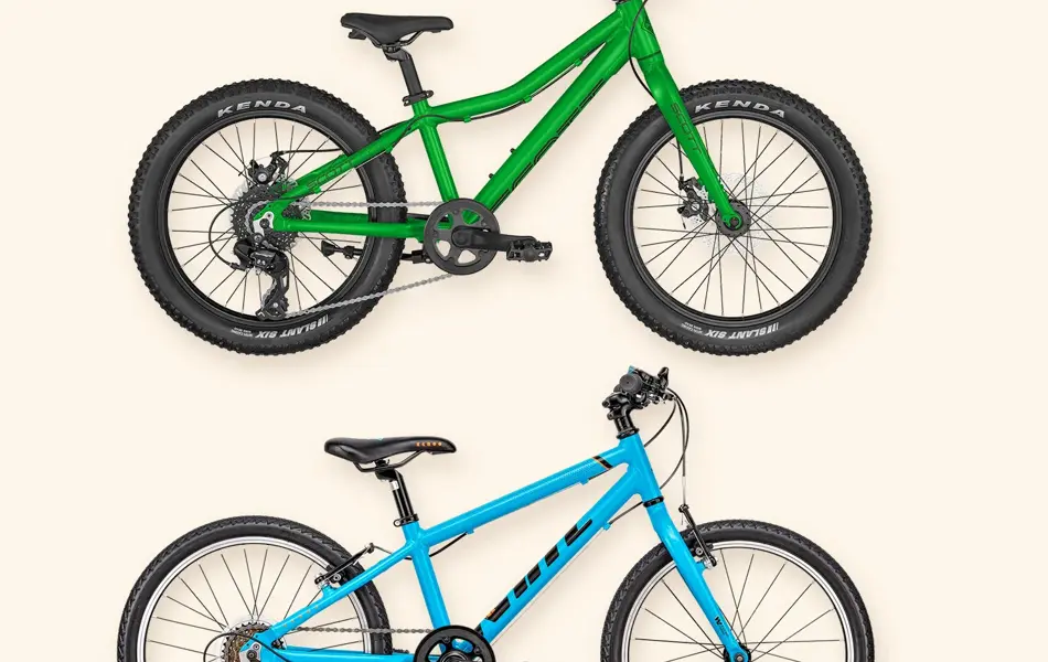 Kollasj av sykler til barn