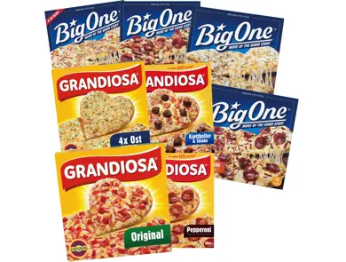 Grandiosa- og Big One-pizzaer i butikkemballasje