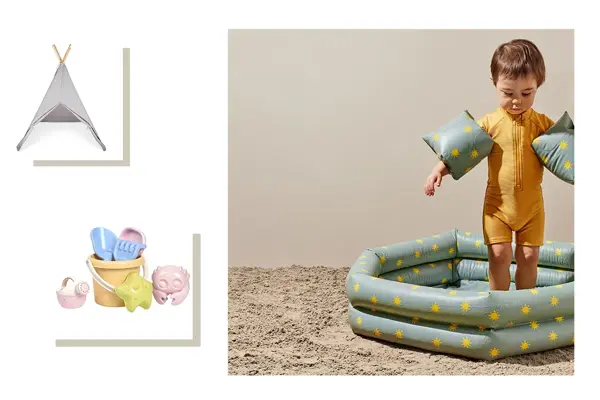 tipi, strandleker og basseng