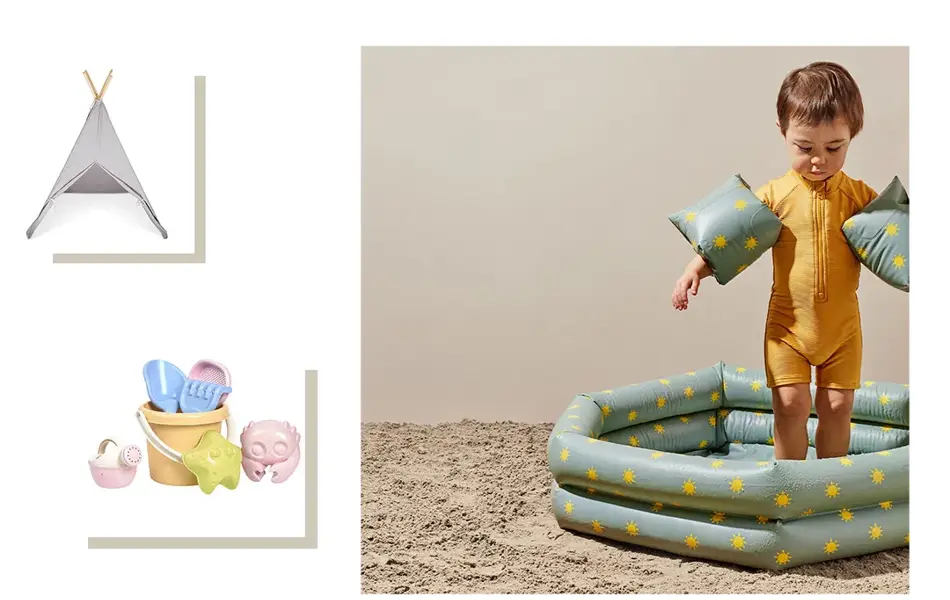 tipi, strandleker og basseng