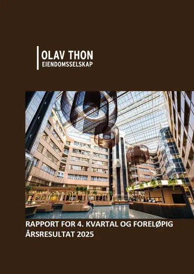 Forsidebilde av OTE rapport for 4. kvartal og foreløpig årsresultat 2025.