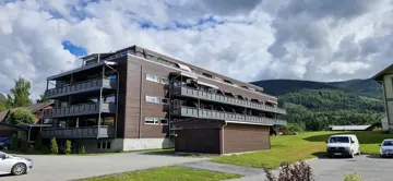Fasadebilde av boligprosjektet Hallingtunet på Flå.