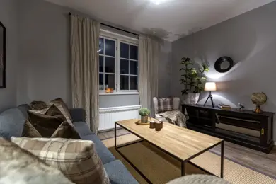 Bilde av stue i en leilighet på Skitorget på Skeikampen