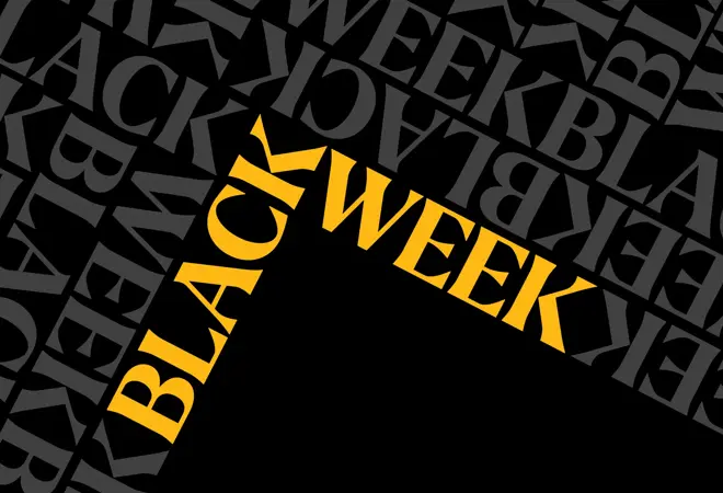 Grafisk bilde med teksten "Black Week"