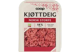 Pakke med kjøttdeig av norsk storfe fra Coop.