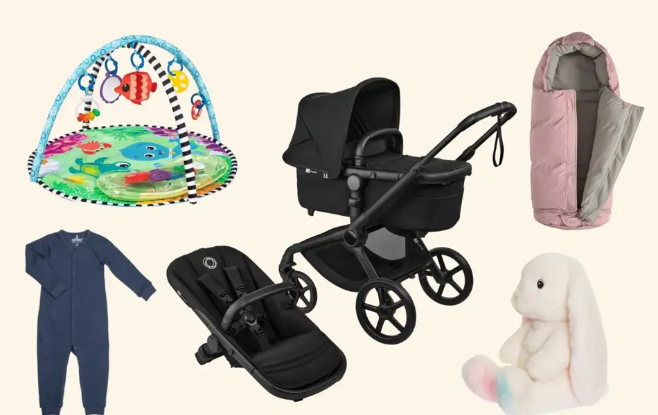 utstyr til baby, vognpose, vogn, vippestol