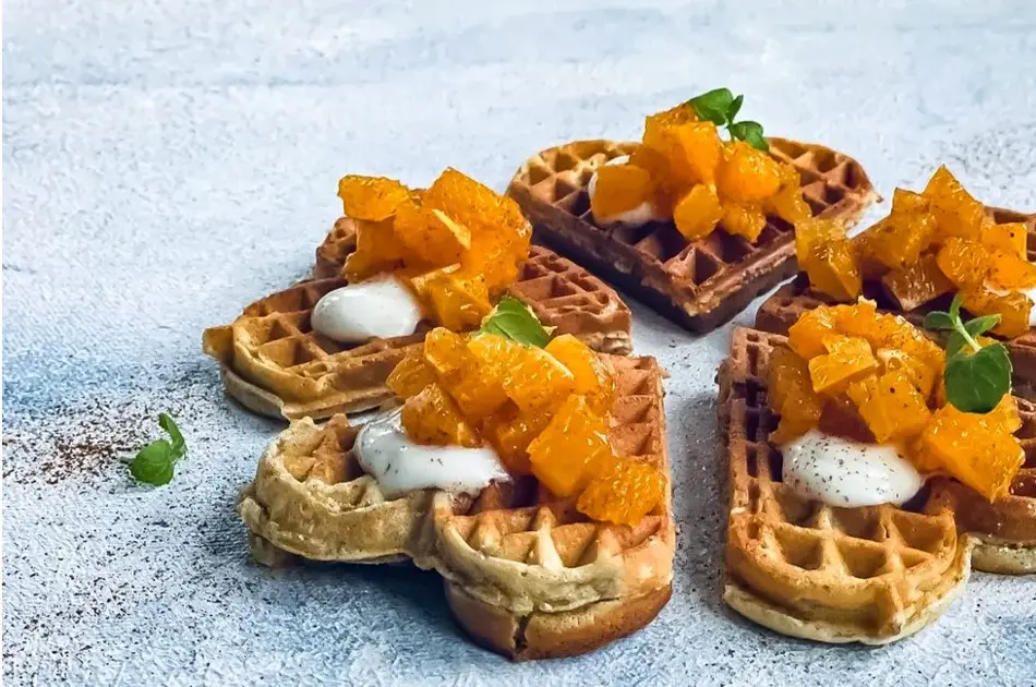 Vaffel med bygg og appelsin