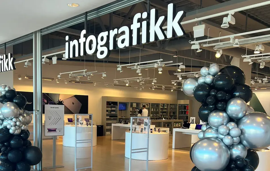 Infografikk butikk med ballonger