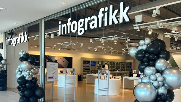 Infografikk butikk med ballonger