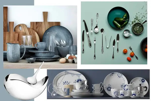 Kollasj av service i forskjellige farger