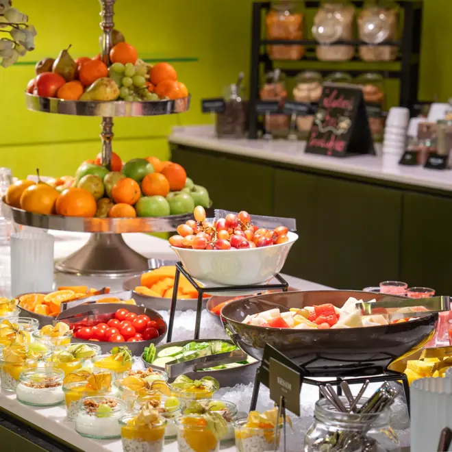 Fersk frukt på frokostbuffet på Thon Hotel Polar