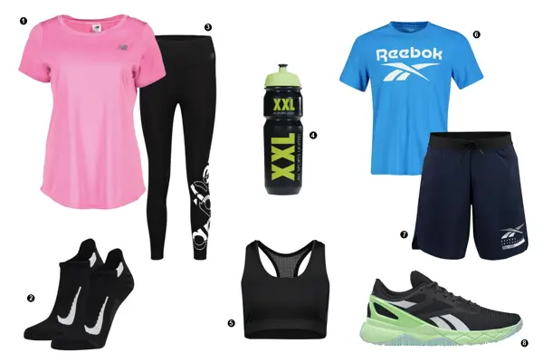 kollasj av treningsklær fra xxl