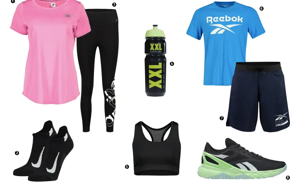 kollasj av treningsklær fra xxl