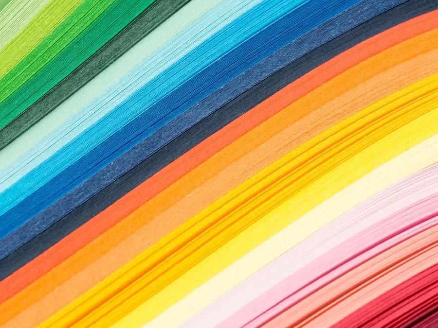Coloured paper in a stack