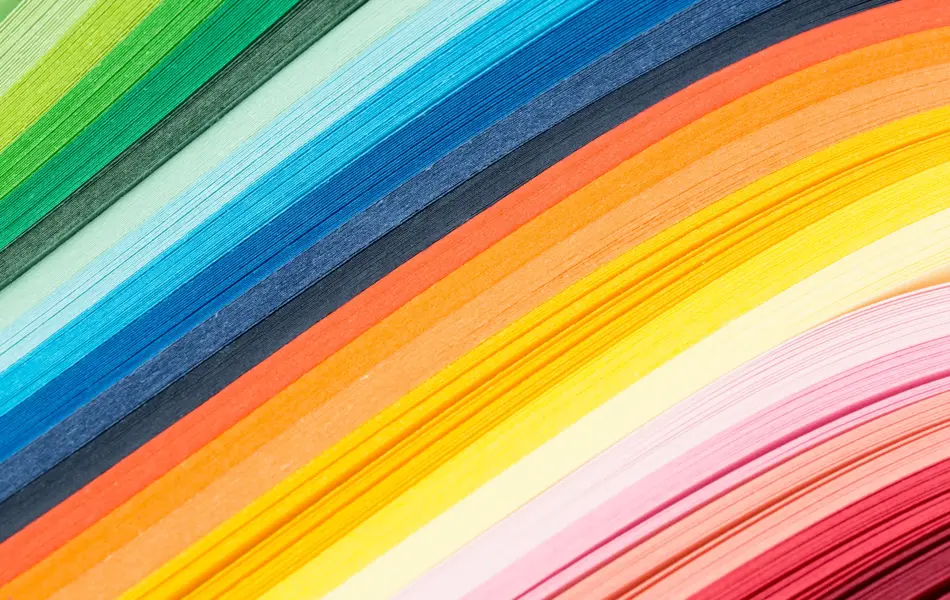 Coloured paper in a stack