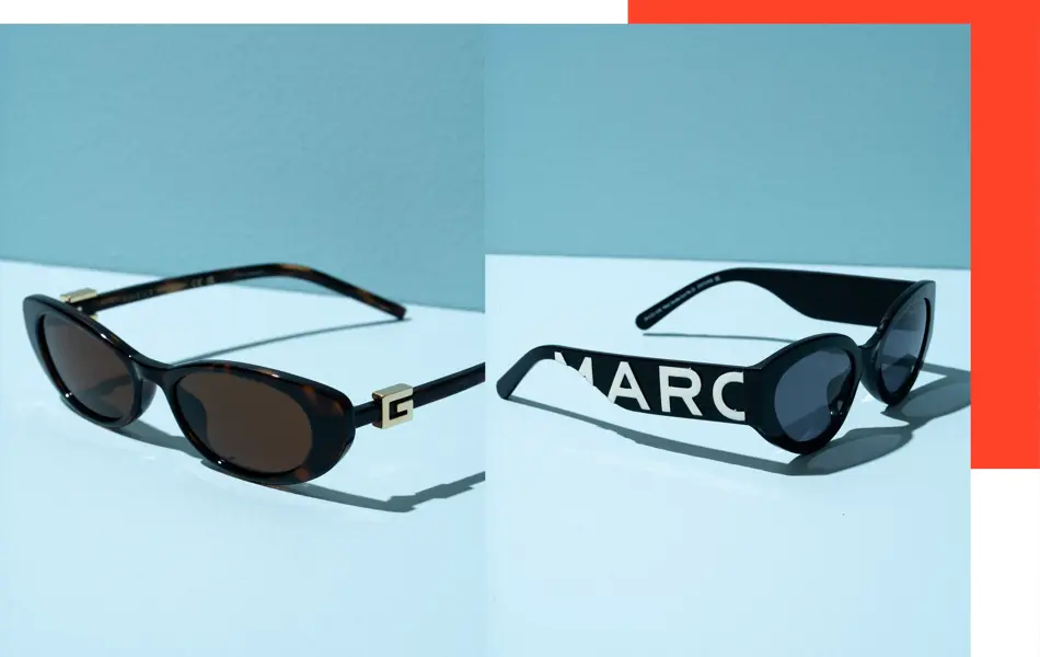 Klassiske solbriller går aldri av moten. Gucci fra Krogh Optikk og Marc Jacobs fra Specsavers