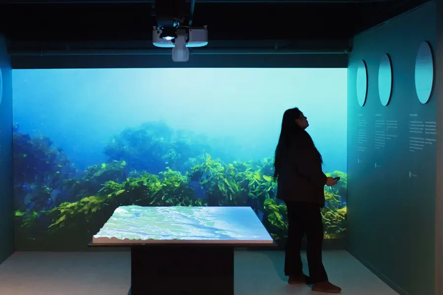 Bilde av kvinne i havbruksutstillinga