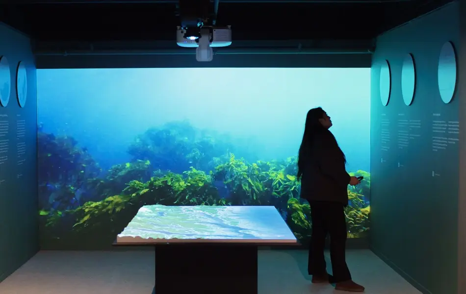 Bilde av kvinne i havbruksutstillinga