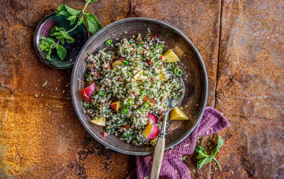 Tabbouleh i en skål sett ovenfra