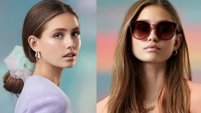 Bilde av en jente med strikk i håret og en med solbriller