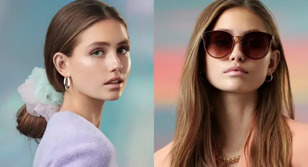 Bilde av en jente med strikk i håret og en med solbriller