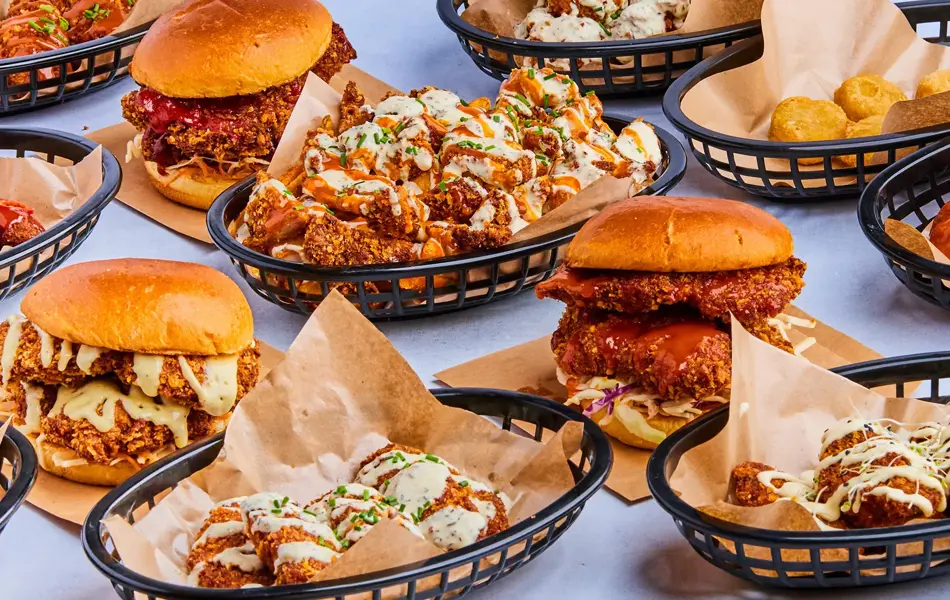 diverse fritert kylling retter