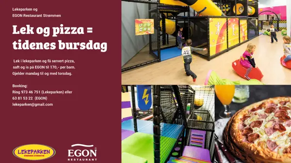 annonse med bilde av barn og en pizza