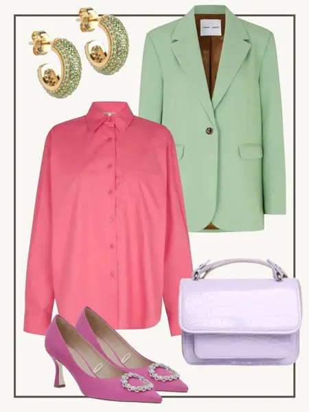 Kollasj av dameklær